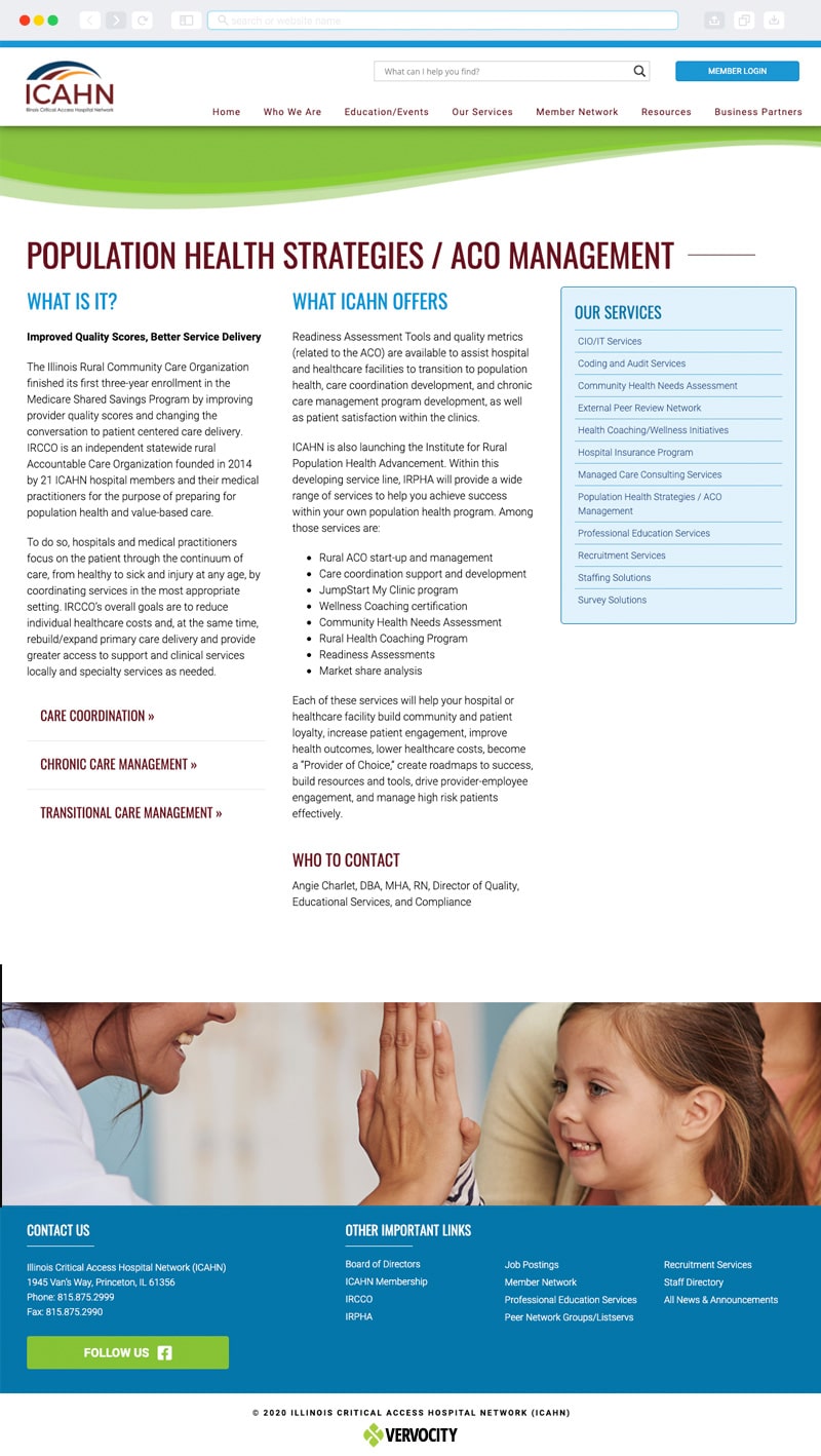 ICAHN (Illinois Critical Access Hospital Network) Interior Page | Vervocity