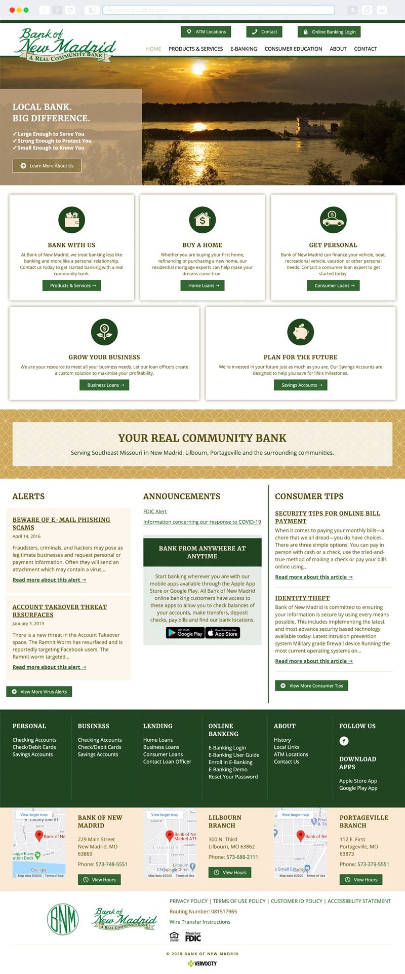 Bank of New Madrid Homepage | Vervocity