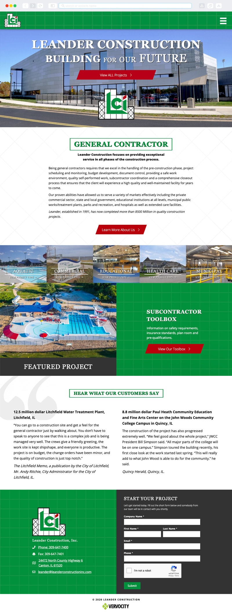 Leander Construction, Inc. Homepage | Vervocity