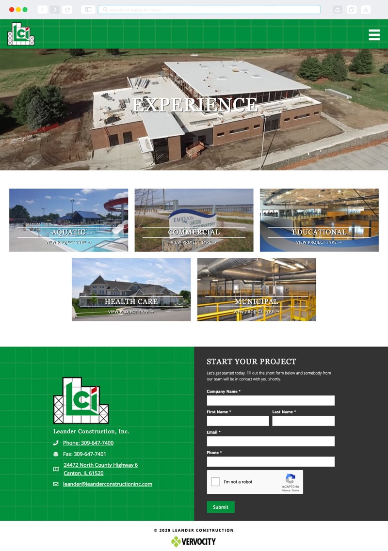 Leander Construction, Inc. Interior Page | Vervocity