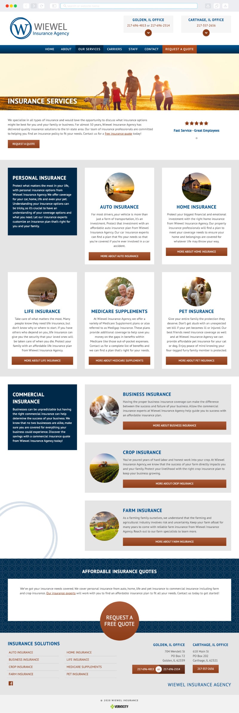 Wiewel Insurance Interior Page | Vervocity