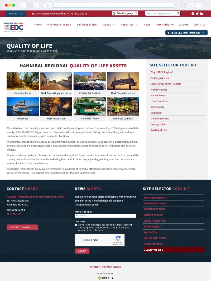 Hannibal Regional Economic Development Council Interior Page