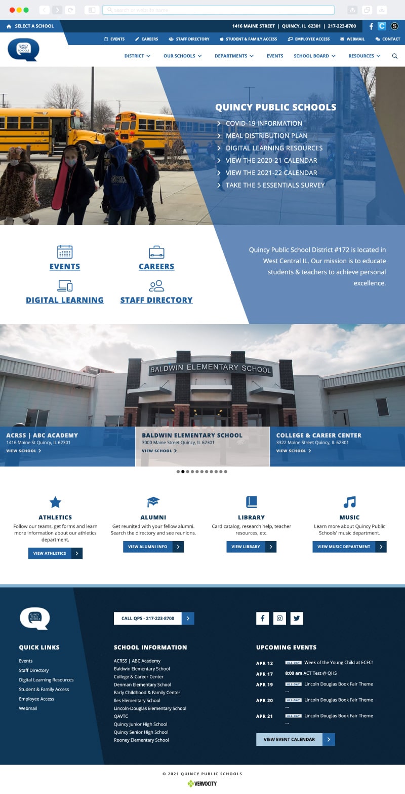 Quincy Public Schools Website Homepage