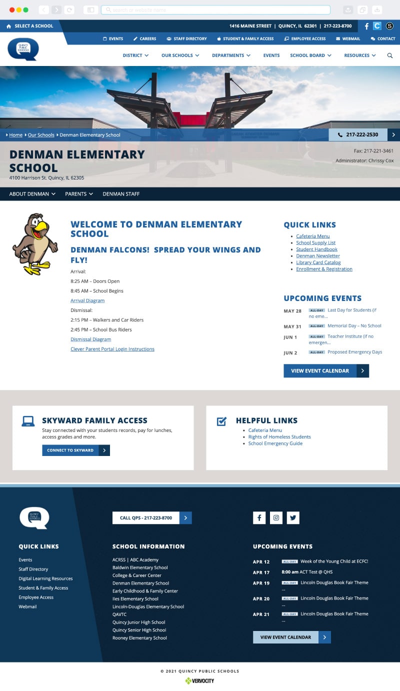 Quincy Public Schools Website Interior Page